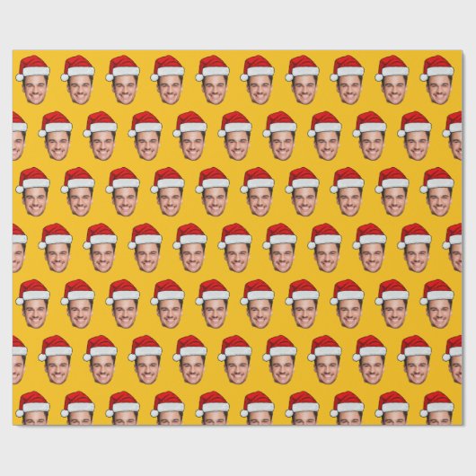Face Photo Santa Hat Gift Wrap, Unique Gift Face Cadeaupapier (Vlak)