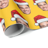 Face Photo Santa Hat Gift Wrap, Unique Gift Face Cadeaupapier (Rol Hoek)