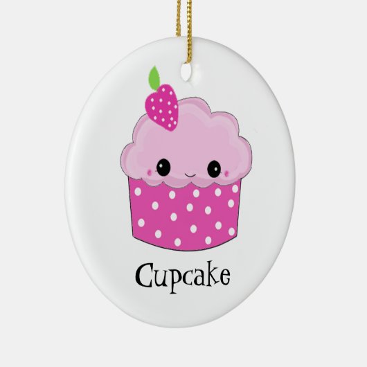 Face Pink Cupcake Keramisch Ornament (Rechts)