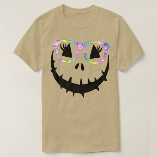 Face Pumpkin Halloween Tie Dye Glasses , Jack O La T-shirt (Design voorkant)