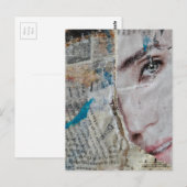 Face Random Words Abstract Mixed Media Collage Briefkaart (Voorkant / Achterkant)