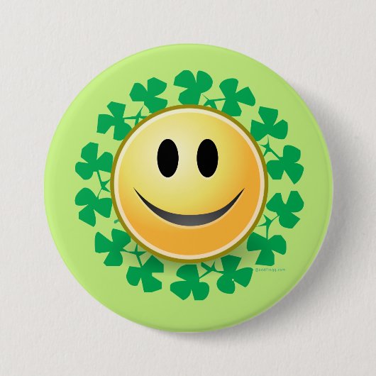 Face Shamrock St. Patricks Day Button (Voorkant)