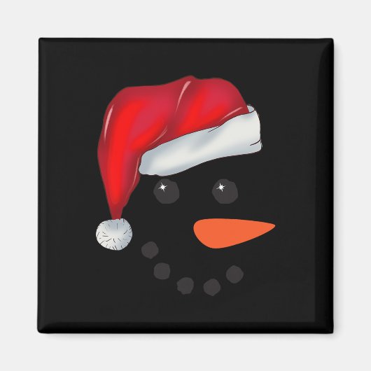 Face Snowman Kerst Matching Squad Familie Mannen W Magneet (Voorkant)