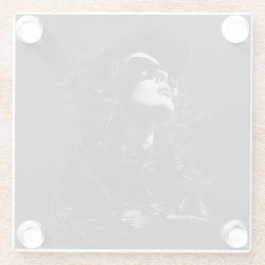 Face T-Shirt Glazen Onderzetter (Achterkant)