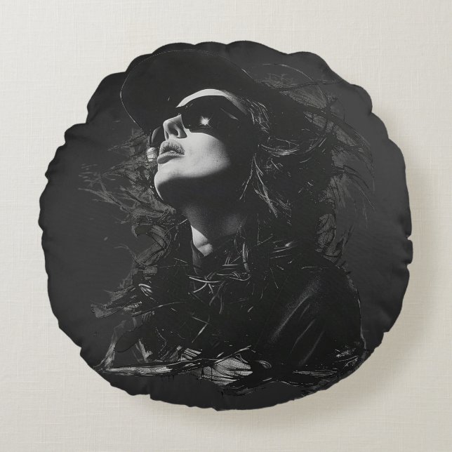 Face T-Shirt Rond Kussen (Voorkant)