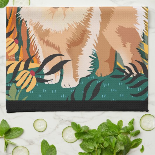 FACE THE SUN Chow keuken / hond show handdoek (Gevouwen)