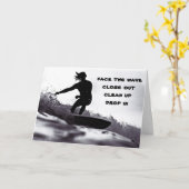 ***FACE THE WAVE**** SURF IN OP EEN "GELUKKIGE VER KAART (Gele Bloem)