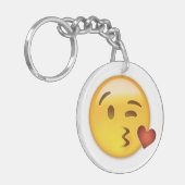 Face Throting a Kiss Emoji Sleutelhanger (Voorkant Links)