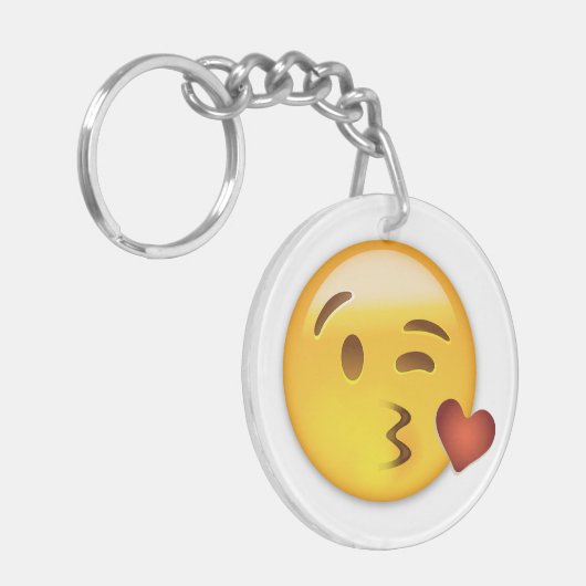 Face Throting a Kiss Emoji Sleutelhanger (Voorkant Links)