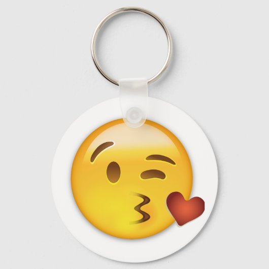 Face Throting a Kiss Emoji Sleutelhanger (Voorkant)
