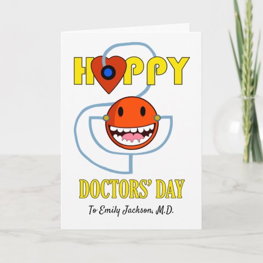Face van Happy Doctors Day met Stethoscoop Kaart (Voorkant)