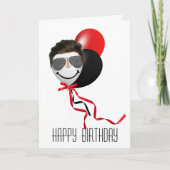 Face van man op de ballon van Birthday Kaart (Voorkant)