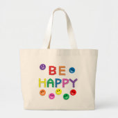Face Wees blij Grote Tote Bag (Voorkant)