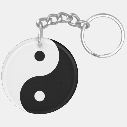 Face Yin Yang Symbols 2-zijdig Sleutelhanger (Achterkant Links)