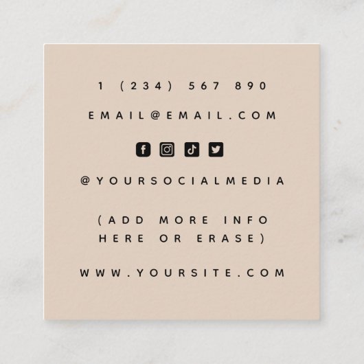 Face Yoga Botanisch Vrouw Face Wellness Vierkante Visitekaartje (Achterkant)