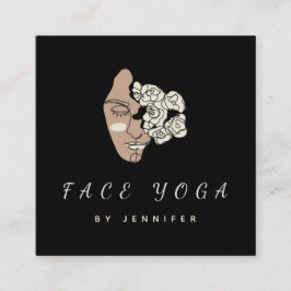 Face Yoga Instructor Floral Drawn Boho Elegant Vierkante Visitekaartje