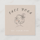 Face Yoga Instructor Line Drawn Boho Messy Bun Vierkante Visitekaartje (Voorkant)