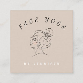 Face Yoga Instructor Line Drawn Boho Messy Bun Vierkante Visitekaartje