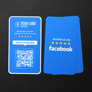 Facebook Bedrijfsbeoordeling 5-sterren scanbare QR Visitekaartje