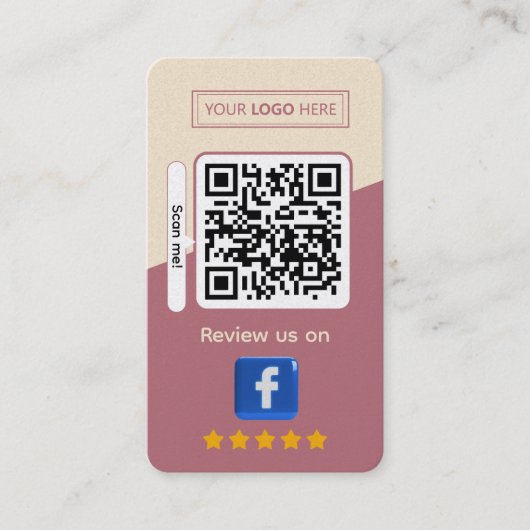 Facebook bedrijfsbeoordeling met QR-code Visitekaartje (Voorkant)