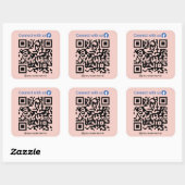 Facebook Connect Met Ons QR Code Blush Roze Vierkante Sticker (Vel)