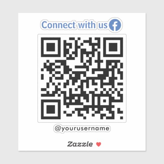 Facebook Connect Met Ons QR Code Wit Sticker (Vel)