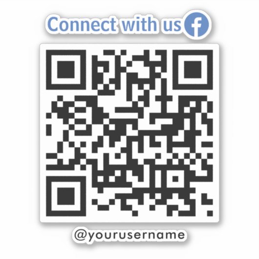 Facebook Connect Met Ons QR Code Wit Sticker (Voorkant)