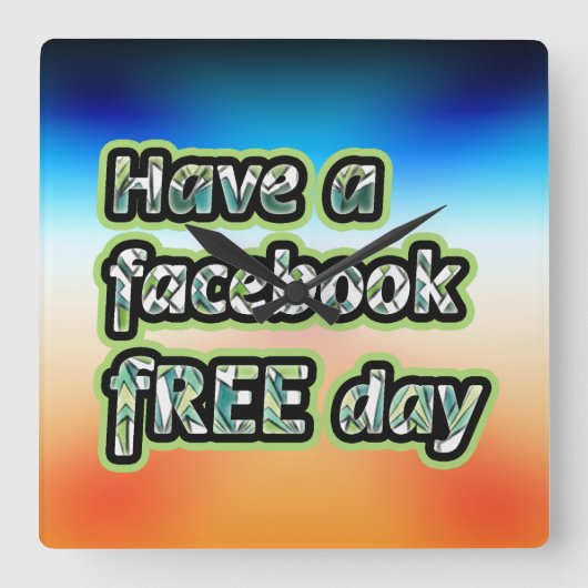 Facebook Free Day Vierkante Klok (Voorkant)