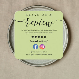 Facebook Instagram Laat ons een Review Lime Green Vierkante Visitekaartje