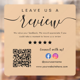 Facebook Instagram Logo QR code Laat ons een Revie Raamsticker