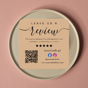 Facebook Instagram Logo QR code Laat ons een Revie Vierkante Visitekaartjes