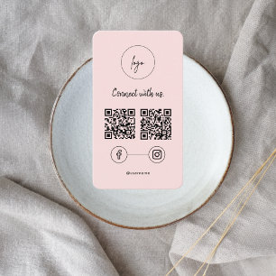 Facebook Instagram QR Code Verbind met ons Roze Visitekaartje