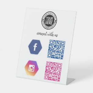 Facebook Instagram Social Media Maak contact met o Reclamebord Met Voetstuk
