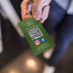 Facebook Instagram Social Media QR Code Groen Visitekaartje