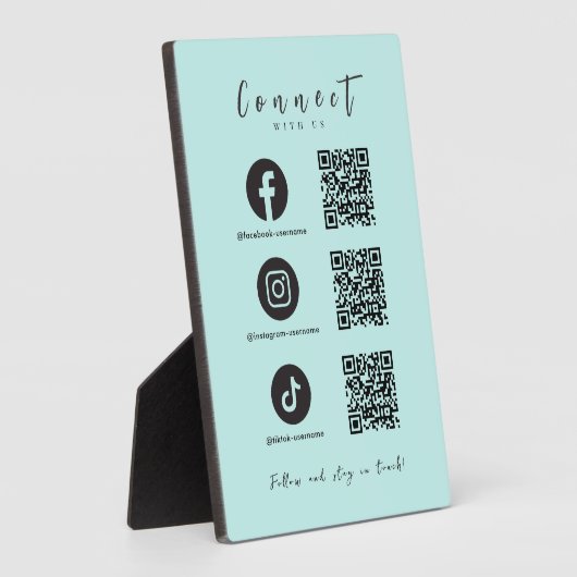 Facebook Instagram TikTok QR Code Baby Blauw Fotoplaat (Zijkant)