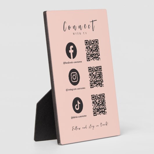 Facebook Instagram TikTok QR Code Blush Roze Fotoplaat (Zijkant)