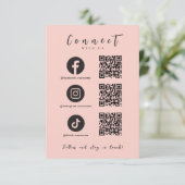 Facebook Instagram TikTok QR Code Blush Roze Kaart (Staand voorkant)