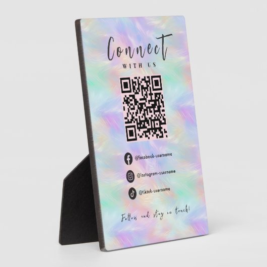 Facebook Instagram TikTok QR-code iriserend opaal Fotoplaat (Zijkant)