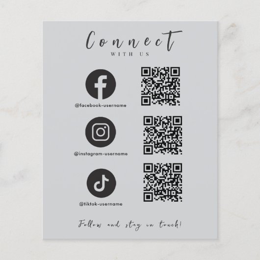 Facebook Instagram TikTok QR Code Lichtgrijs Flyer (Voorkant)