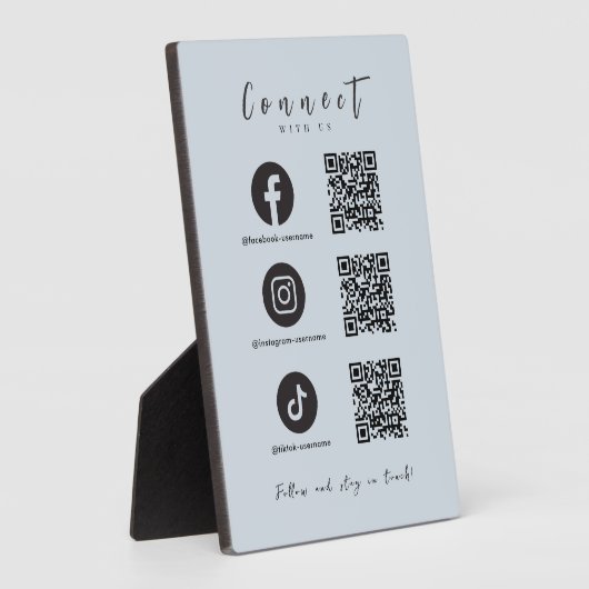 Facebook Instagram TikTok QR Code Light Navy Fotoplaat (Zijkant)