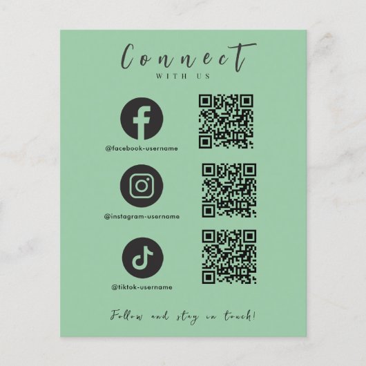 Facebook Instagram TikTok QR Code Mint Groen Flyer (Voorkant)