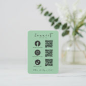 Facebook Instagram TikTok QR Code Mint Groen Visitekaartje (Staand voorkant)