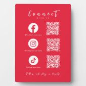 Facebook Instagram TikTok QR Code Modern Rood Fotoplaat (voorkant)
