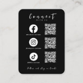 Facebook Instagram TikTok QR Code Modern Zwart Visitekaartje (Voorkant)