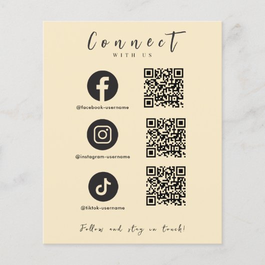 Facebook Instagram Tiktok QR Code Trendy Groovy Flyer (Voorkant)
