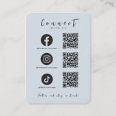 Facebook Instagram Tiktok QR Code Zachte Marine Visitekaartje (Voorkant)