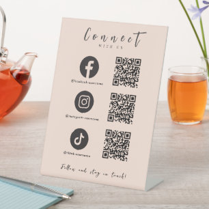 Facebook Instagram TikTok QR Code Zachte Peach Reclamebord Met Voetstuk