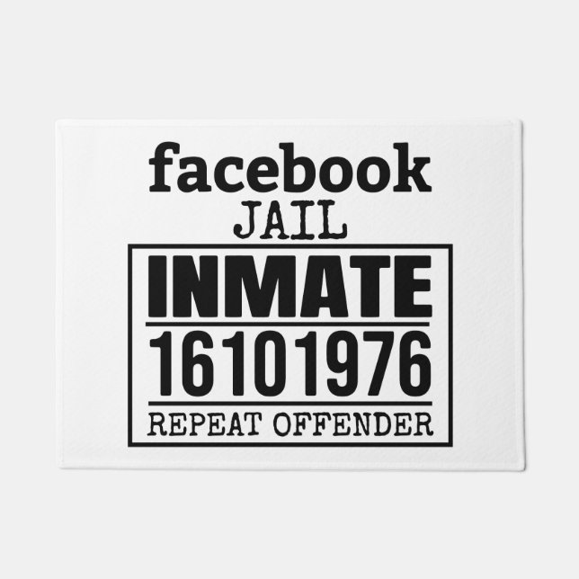 Facebook Jail Inmate Herhaling Offender Deurmat (Voorkant)