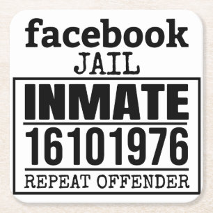 Facebook Jail Inmate Herhaling Offender Kartonnen Onderzetters