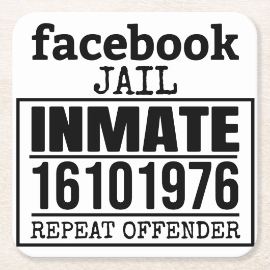 Facebook Jail Inmate Herhaling Offender Kartonnen Onderzetters (Voorkant)